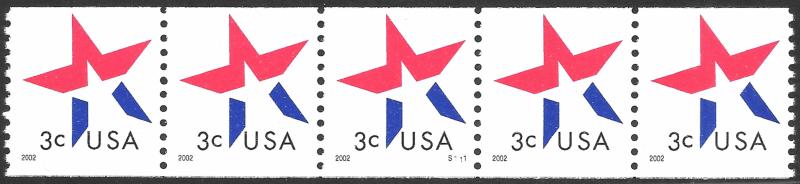 Sc 3615  3¢ Star USA PNC/5, Plate S111, MNH