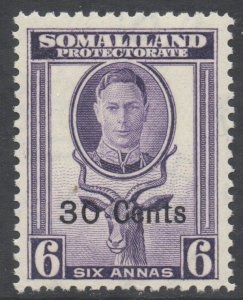 Somaliland Scott 120 - SG129, 1951 New Currency 30c on 6a MH*