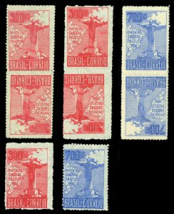 BRAZIL 1934 Cardinal Pacelli issue inc. Tete-Beche pairs Sc# 392-393 UNUSED