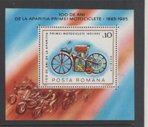 Romania #3300 (1985 Motorcycle Centenary sheet) VFMNH CV $2.25