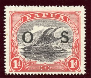 Papua 1931 Lakatoi Official 1d grey-black & red MLH. SG O56.