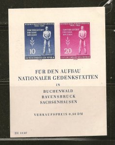 Germany DDR SC#237a Monument 1955 Souvenir Sheet Mint Never Hinged