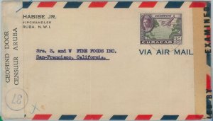 74607 - CURACAO - POSTAL HISTORY -  COVER  to USA with DOUBLE CENSOR! 1945