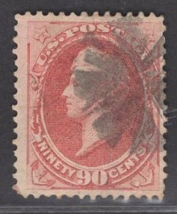 US Stamp #166 90c Rose Carmine Perry USED SCV $300.00