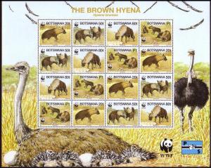 Botswana WWF Brown Hyena Sheetlet of 4 sets SG#809/12 SC#586 a-d MI#586-89