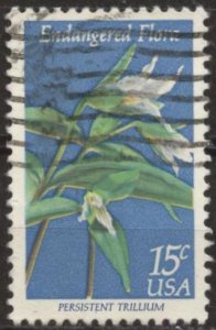 US 1783 (used, 2015 cancel) 15¢ endangered flora: persistent trillium (1979)