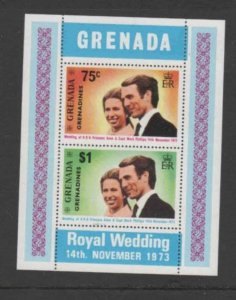 GRENADA GRENADINES #2a 1973 WEDDING OF PRINCESS ANNE MINT VF NH O.G S/S