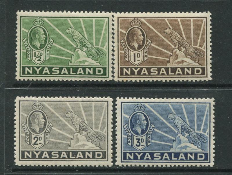 STAMP STATION PERTH Nyasaland #38,39,41,42 MLH KGV 1934 Wmk 4 CV$6.00.