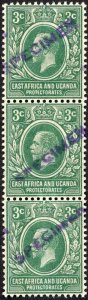 KUT SG45s KGV 3c Green opt Specimen locally U/M Strip of 3