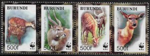 Burundi #774 MNH Strip - WWF- World Wildlife Fund