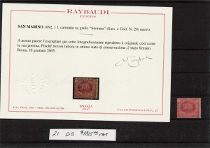 SAN MARINO  21   OG   WITH CERT