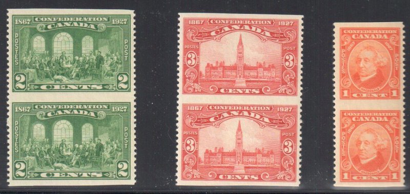 Canada #141c to #143c XF NH Imperf Pair