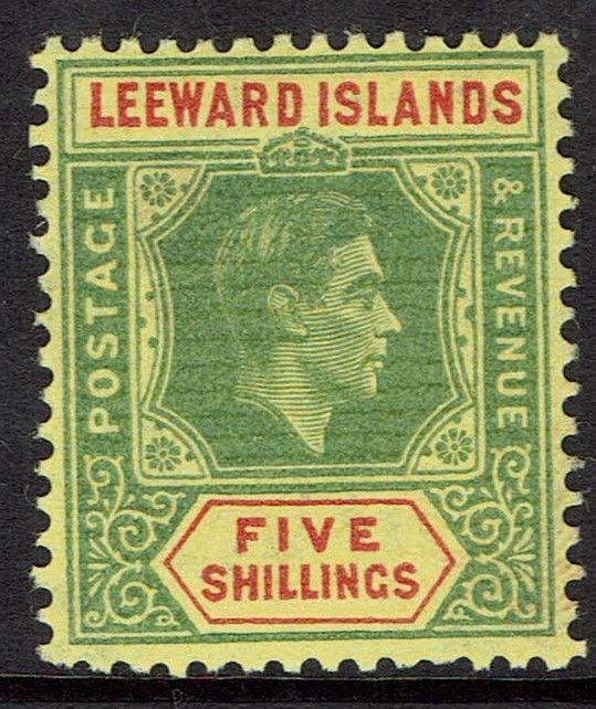 LEEWARD ISLANDS 1938 KGVI 5/- MNH **