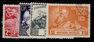 NORTHERN RHODESIA GVI SG50-53, anniversary of UPU set, FINE USED. Cat £11.