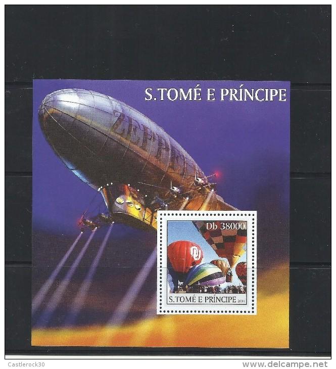 O) 2003 SAO TOME AND PRINCIPE,ZEPPELIN- HOT AIR BALLOON, SOUVENIR MNH