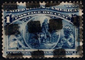 1893 US Scott #- 230 1 Cent Columbian Columbus In Sight of Land Silent Precancel