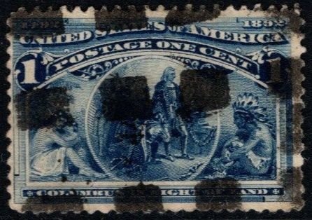 1893 US Scott #- 230 1 Cent Columbian Columbus In Sight of Land Silent Precancel