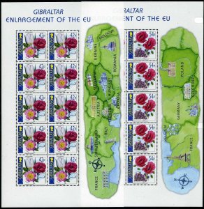 Gibraltar 946-949 sheets,MNH.Enlargement of European Union,2003.National flowers