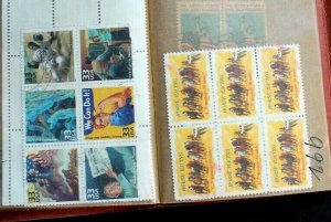 US Stamp Collection Blocks Used 48 Blocks (238 Stamps) in Pocket Block File