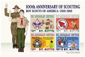 Saint Kitts 2010 - Boy Scouts - Sheet of 4 Stamps - Scott #764 - MNH