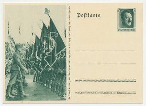 Postal stationery Germany Nazi parade - Symbols - Flag