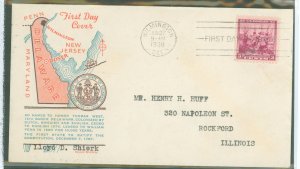 United States #836 On Cover  (Fdc)