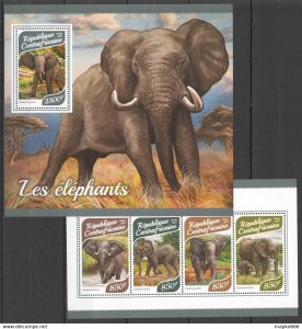 2017 Central Africa Wild Animals Elephants Fauna #7505-08+Bl1702 ** Fd0731