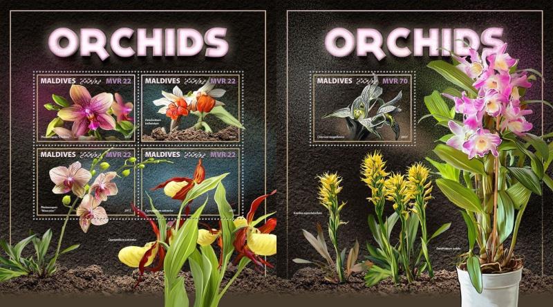 Z08 MLD171002ab Maldives 2017 Orchids MNH ** Postfrisch