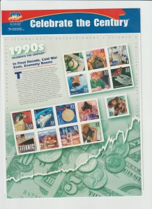 US Scott # 3191 Sheet Celebrate The Century 1990's MNH 1999 Unsealed with card