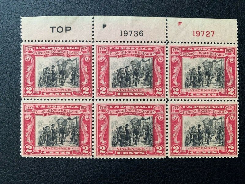 Scott # 651 - George Rogers Clark PLATE BLOCK 6 MNH OG good centering with page 