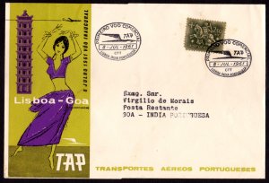 INDIA - 1961 TAP AIRLINES LISBOA TO GOA FFC