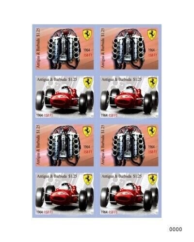 Antigua 2010 - Ferrari Sheet of 8 - MNH
