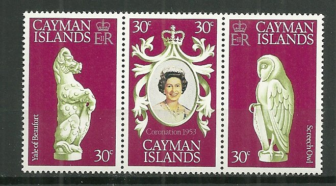 1978 Cayman Islands 404a-c Coronation 25th MNH Se-tenant of 3