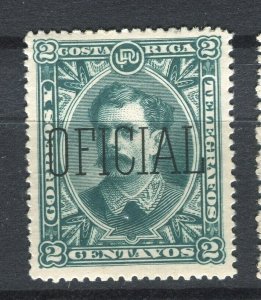 COSTA RICA; 1889 early classic OFFICIAL Optd. issue Mint hinged 2c. value