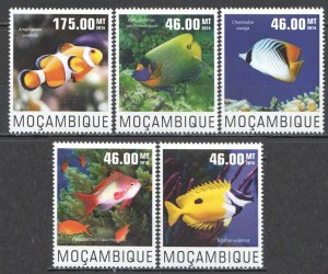 Wb295 2014 Mozambique Fishes Marine Life Fauna #7575-79 Set Mnh