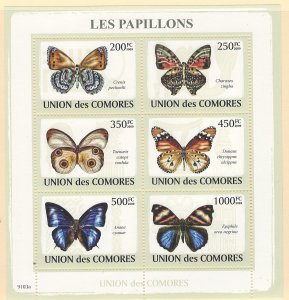 Comoros Scott 1091 Souvenir Sheet MNH! Butterflies!