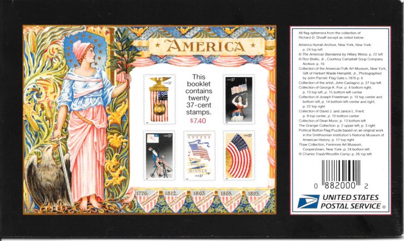 3776/3780, BK294, Old Glory Booklet, scv: $15.00, FREE INSURED SHIPPING