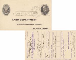 United States North Dakota Kempton 1909 doane 2/2  1887-1963  Postal Card  Re...