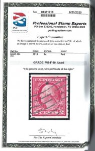#454 with Cert Single Used
