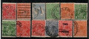 Australia Scott 26,27,48,60,66,67,67b,68,71,106,113 Used (CV $49.70)