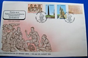 ZIMBABWE 1984  -  SCOTT #477-480  -  HERO'S DAY FDC        (ggz38)