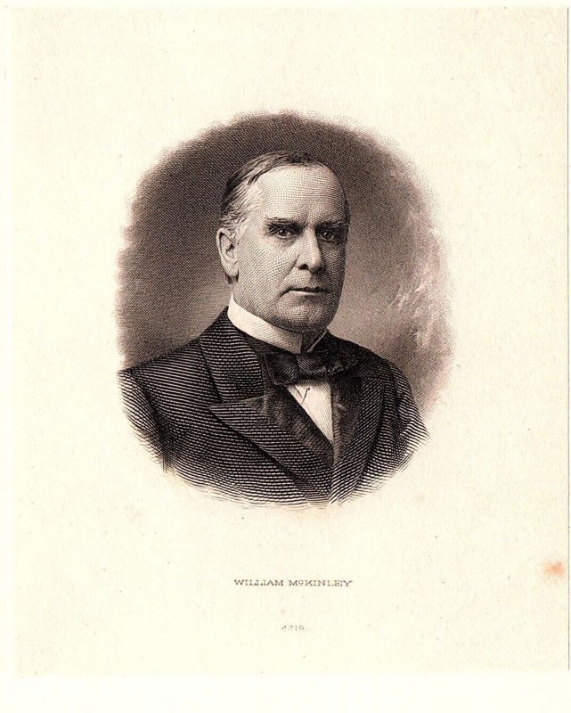 William McKinley Die Proof Engravings on india BEP, G.F.C. Smillie 1890's