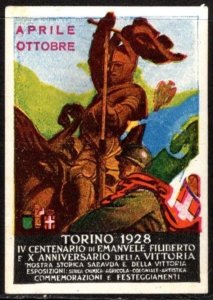 1928 Italy Poster Stamp Turin International Exposition Celebration