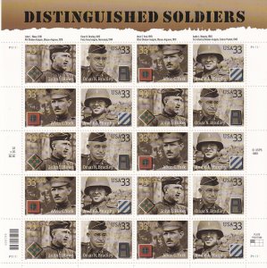 Sc# 3393 / 3396 U.S 33¢ complete 2000 Distinguished Soldiers sheet MNH CV $14.00