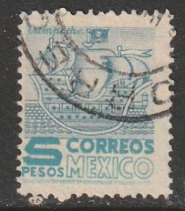 MEXICO 883, $5Pesos 1950 DEF 2nd ISSUE TYPE I. USED, F. (612)