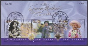 NEW ZEALAND 2000 Queen Mother mini sheet fine used..........................Y278