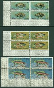 EDW1949SELL : BURUNDI 1967 Scott #C46-54 Fish. Blocks of 4. VF MNH. Catalog $156