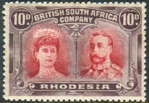 RHODESIA-1910-13 10d Carmine & Deep Purple lightly mounted mint example Sg 150