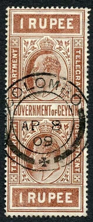 Ceylon Telegraph SGT174 1r Whole Stamp