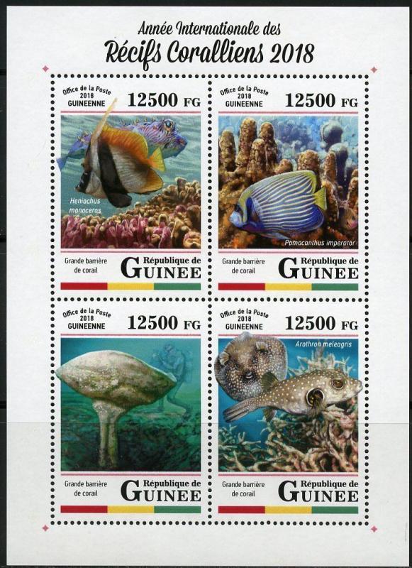 GUINEA 2018 INT'L YEAR OF THE CORAL REEFS  SHEET  MINT NEVER HINGED